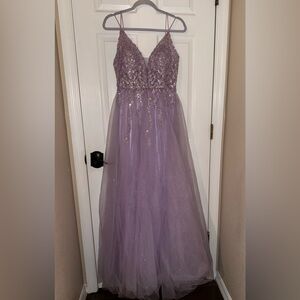 Lavender Sparkle Strapless Ball Gown